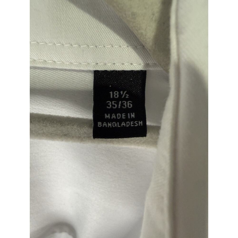 Van Heusen Stretch White Solid Button Up Dress Shirt Tall Fit 18.5 35/36 - Picture 3 of 11